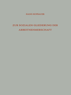 cover image of Zur Sozialen Gliederung der Arbeitnehmerschaft